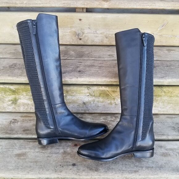 Cole Haan Rockland Black Leather Full Zip Equestrian Riding Tall Boots 7.5 - Picture 5 of 14